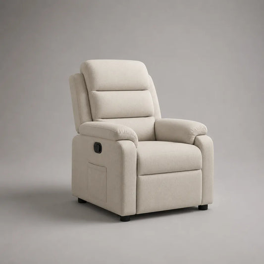 Sedia rilassante a mano 1 seduta in tessuto crema con schienale alto, 92 × 96 × 105 cm